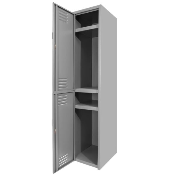 locker metalico de 2 puertas con chapa abierto