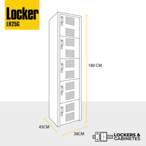 locker metalico de 5 puertas con chapa de leva